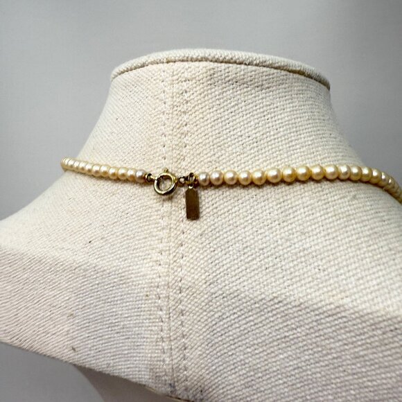 Marvella Graduated Imitation Pearl Necklace Long Length Signed Gold-Tone Clasp - Picture 5 of 8